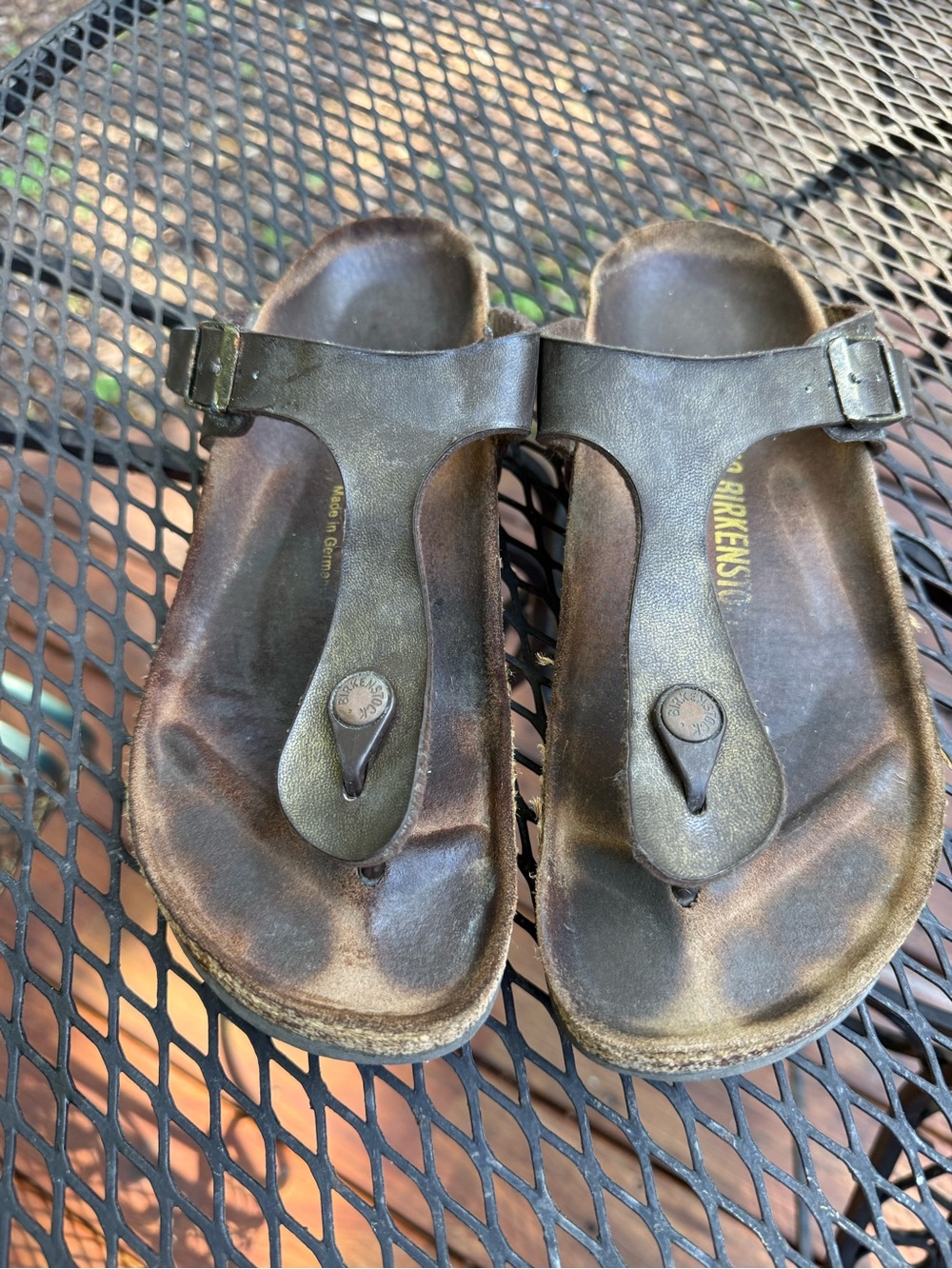 Birkenstock Woman’s Bronze Leather Thong Sandals